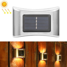 Load image into Gallery viewer, 6 LED Solar Outdoor Garden Stainless Steel Wall Lamp, White Light, Warm Light, Color Light