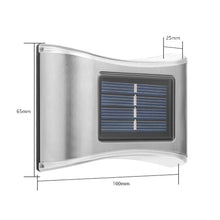 Load image into Gallery viewer, 6 LED Solar Outdoor Garden Stainless Steel Wall Lamp, White Light, Warm Light, Color Light