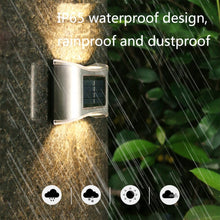 Load image into Gallery viewer, 6 LED Solar Outdoor Garden Stainless Steel Wall Lamp, White Light, Warm Light, Color Light
