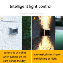 Load image into Gallery viewer, 6 LED Solar Outdoor Garden Stainless Steel Wall Lamp, White Light, Warm Light, Color Light