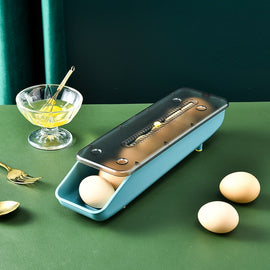 Automatically Fill The Egg Storage Box Refrigerator Fresh-Keeping Box, 1 Layers Green, 1 Layers  Blue, 1 Layers Pink