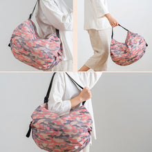 Load image into Gallery viewer, Shopping Bag Foldable Travel Shoulder Portable Bag, Navy, Pink Colorful, Black Leopard, Rhombus Pattern, Big Flower Pattern