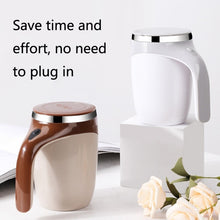 Load image into Gallery viewer, A223 Stainless Steel Automatic Magnetized Coffee Mixing Cup, White, Brown