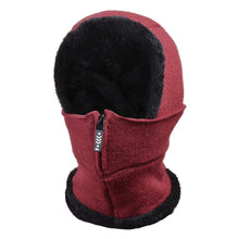 Load image into Gallery viewer, Knit Ear Protection Plus Velvet Thickening One-piece Hat Scarf Face Mask, Black, Pink, Red Wine, Grey, Navy Blue, Caramel, Beige