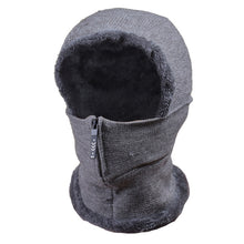 Load image into Gallery viewer, Knit Ear Protection Plus Velvet Thickening One-piece Hat Scarf Face Mask, Black, Pink, Red Wine, Grey, Navy Blue, Caramel, Beige