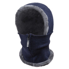 Load image into Gallery viewer, Knit Ear Protection Plus Velvet Thickening One-piece Hat Scarf Face Mask, Black, Pink, Red Wine, Grey, Navy Blue, Caramel, Beige