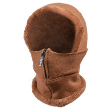 Load image into Gallery viewer, Knit Ear Protection Plus Velvet Thickening One-piece Hat Scarf Face Mask, Black, Pink, Red Wine, Grey, Navy Blue, Caramel, Beige