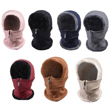 Load image into Gallery viewer, Knit Ear Protection Plus Velvet Thickening One-piece Hat Scarf Face Mask, Black, Pink, Red Wine, Grey, Navy Blue, Caramel, Beige