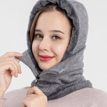Load image into Gallery viewer, Knit Ear Protection Plus Velvet Thickening One-piece Hat Scarf Face Mask, Black, Pink, Red Wine, Grey, Navy Blue, Caramel, Beige