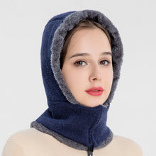 Load image into Gallery viewer, Knit Ear Protection Plus Velvet Thickening One-piece Hat Scarf Face Mask, Black, Pink, Red Wine, Grey, Navy Blue, Caramel, Beige