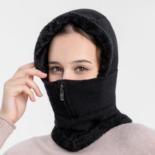 Load image into Gallery viewer, Knit Ear Protection Plus Velvet Thickening One-piece Hat Scarf Face Mask, Black, Pink, Red Wine, Grey, Navy Blue, Caramel, Beige