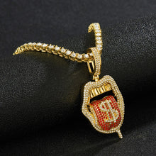 Load image into Gallery viewer, Skull Lips Tongue Pendant Single Row Necklace, Gold + Red, Silver + Red, Gold + Pink, Silver + Pink, Gold + Blue