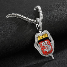 Load image into Gallery viewer, Skull Lips Tongue Pendant Single Row Necklace, Gold + Red, Silver + Red, Gold + Pink, Silver + Pink, Gold + Blue