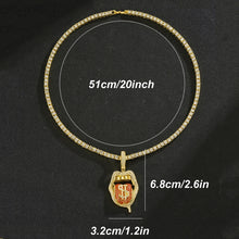 Load image into Gallery viewer, Skull Lips Tongue Pendant Single Row Necklace, Gold + Red, Silver + Red, Gold + Pink, Silver + Pink, Gold + Blue