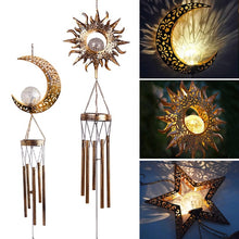Load image into Gallery viewer, Solar Suspending Iron Wind Chime Lamp, Sun, Moon
