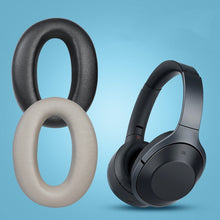 Load image into Gallery viewer, 2 PCS Leather Headset Earmuffs for Sony 1000XM4, Black with Snap, Champagne with Snap, Black Protein Skin No Snap, Black Lambskin No Snap, Champagne Lambskin No Snap