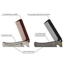 Load image into Gallery viewer, Folding Oil Head Comb Beard Styling Comb, Plating Gray, Amber