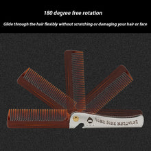 Load image into Gallery viewer, Folding Oil Head Comb Beard Styling Comb, Plating Gray, Amber