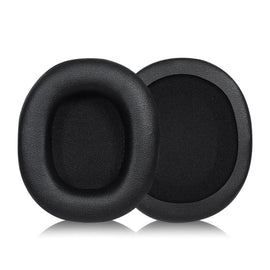 2 PCS Protein Skin Headset Earmuffs for Audio-Technica ATH-SR30BT, Black Protein Leather