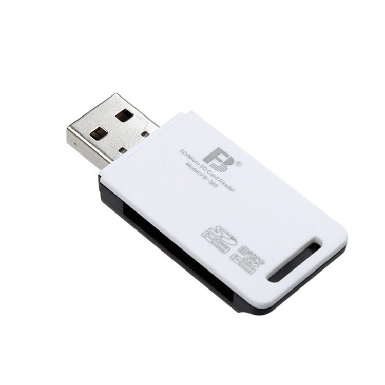 5 PCS FB FB-360 2 in 1 USB Computer Card Reader, White, Black
