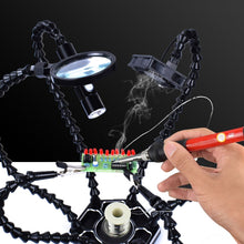 Load image into Gallery viewer, Six-Jaw LED Lamp Magnifying Glass Soldering Station with Fan, N-SS6LMF-BK9, N-SS6LF-BK9