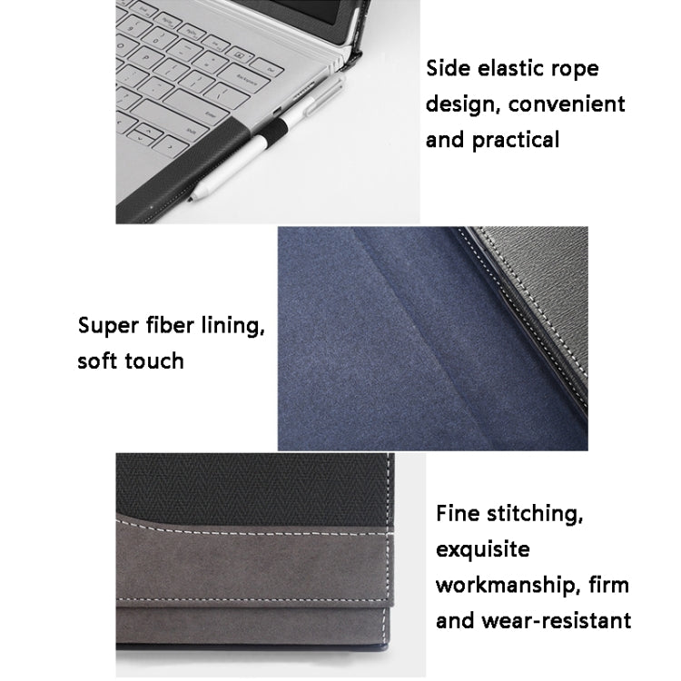 PU Leather Laptop Protective Sleeve, For Microsoft Surface Book 1 13.5 inches, For Microsoft Surface Book 2 13.5 inches, For Microsoft Surface Book 2 15 inches, For Microsoft Surface Book 3 13.5 inches, For Microsoft Surface Book 3 15 inches