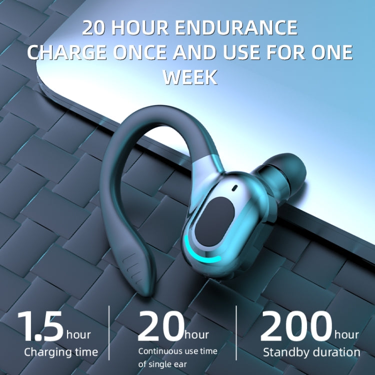 F8 Bluetooth 5.1 Ear-Mounted Stereo Wireless Sports Earphone, Single Earphone (Black), Single Earphone (White), Single Earphone (Black+Red), Single Earphone (Black+Blue), Single Earphone (Black+Green)