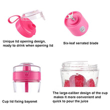 Load image into Gallery viewer, 6-Blade Electric Fruit Juicer Juice Cup, Black, White, Yellow, Purple, Green, Blue, Deep Blue, Rose Red