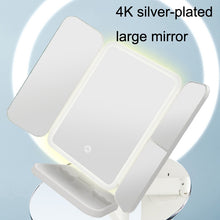 Load image into Gallery viewer, 430 Three-Sided Folding LED Makeup Mirror Table Lamp, Plug-in Style, Charging Style, Three-color Light Charging Style