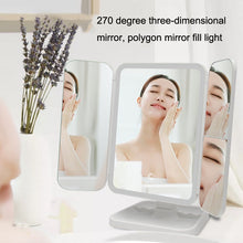 Load image into Gallery viewer, 430 Three-Sided Folding LED Makeup Mirror Table Lamp, Plug-in Style, Charging Style, Three-color Light Charging Style