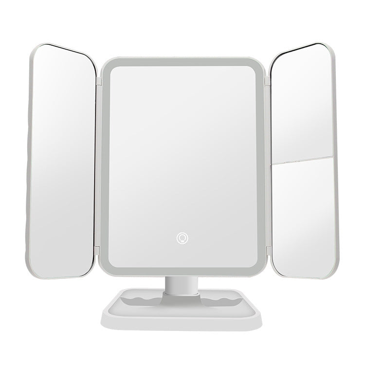 430 Three-Sided Folding LED Makeup Mirror Table Lamp, Plug-in Style, Charging Style, Three-color Light Charging Style