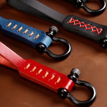 Load image into Gallery viewer, A001 Car Keychain Leather Long Key Rope, Oil Wax Black, Oil Wax Red, Crazy Horse Black, Crazy Horse Brown, Crazy Horse Blue