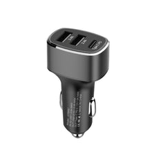 Load image into Gallery viewer, QIAKEY GT690C Dual USB + USB-C / Type-C Aluminum Alloy Three-Hole Car Charger, Black, Gray