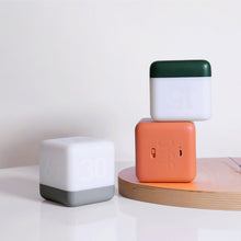 Load image into Gallery viewer, Square Flip Polyhedral Timing Night Light, Grey, Orange, Green, Dark Wood Grain, Light Wood Grain, White Marble Pattern, Black Marble Pattern