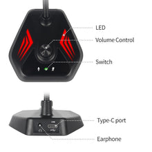 Load image into Gallery viewer, MI520 Desktop Computer Gooseneck Condenser Microphone, 6.35mm Interface, USB Version without RGB Breathing Lamp, USB Version with RGB Breathing Lamp