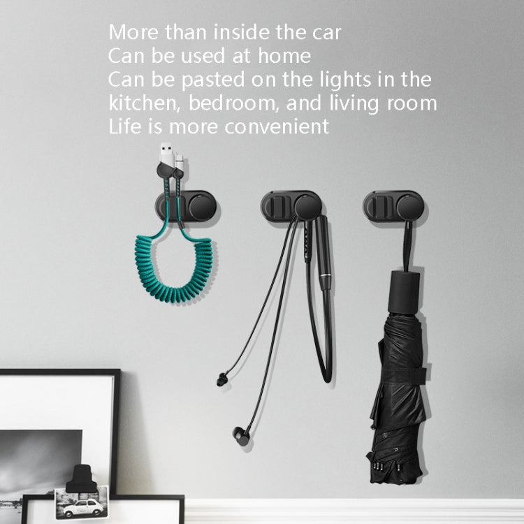 3 PCS Car Sticky Storage Data Cable Hook, Dark Green, Space Silver, Black