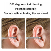 Load image into Gallery viewer, 6 In 1 Stainless Steel Spring Spiral Portable Ear Pick, Yellow Leather Case, Pink Leather Case, Black Leather Case, Yellow, Blue, Pink, Green, Purple, Black