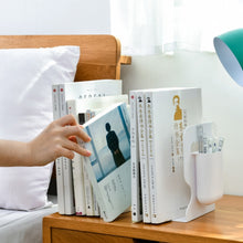 Load image into Gallery viewer, Desktop Folding And Retractable Book Storage Stand, White, Grey, White + Pen Holder, Gray + Pen Holder