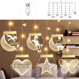 2m Romantic Girl Icicle Lamp Window Decoration Hanging Lamp, Style:, Warm White Light, Warm White Light + RC, Colorful Light, Colorful Light + RC