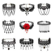 Load image into Gallery viewer, Fringe Lace Gothic Lolita Vintage Necklace,Style:, 1530, 1531, 1532 Black, 1532 Red, 1533, 1534, 1535, 1555, 1556, 1557