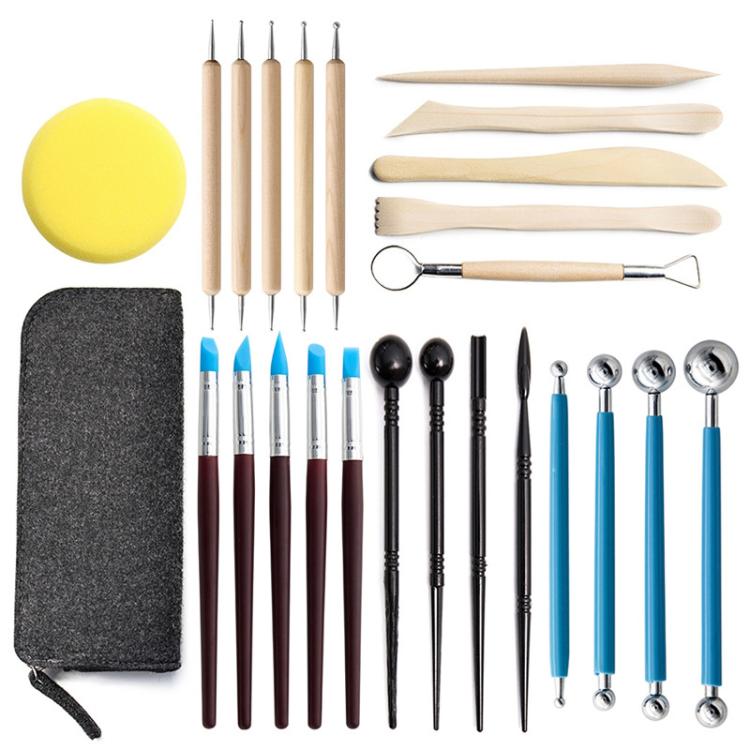 25-In-1 Soft Pottery Clay Sculpture Production Combination Art Supplies Set, 25-In-1 Sculpture Supplies