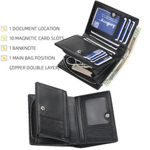 Load image into Gallery viewer, Baellerry D3216 Men Short Vertical Multi-Card Snap Coin Purse, Khaki, Black, Brown