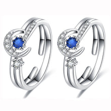 Load image into Gallery viewer, 2pcs J259 Ladies Romantic Star Moon Stacked Open Rings