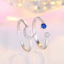 Load image into Gallery viewer, 2pcs J259 Ladies Romantic Star Moon Stacked Open Rings
