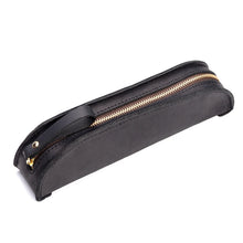 Load image into Gallery viewer, W-T18 Vintage Handmade Genuine Leather Zipper Pencil Case, Black, Brown, Wine Red, Coffee, Ink Green, Blue