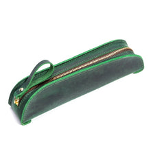 Load image into Gallery viewer, W-T18 Vintage Handmade Genuine Leather Zipper Pencil Case, Black, Brown, Wine Red, Coffee, Ink Green, Blue