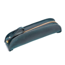 Load image into Gallery viewer, W-T18 Vintage Handmade Genuine Leather Zipper Pencil Case, Black, Brown, Wine Red, Coffee, Ink Green, Blue