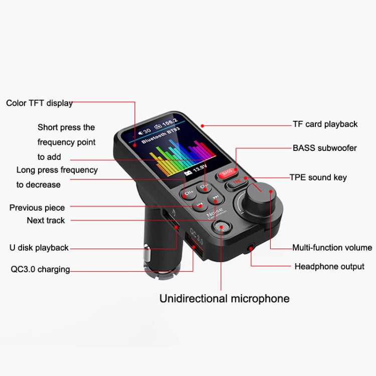 BT93 Color Screen Car MP3 Bluetooth Player, BT93