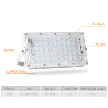 Load image into Gallery viewer, 50W LED RGB Waterproof Ultra-light Outdoor Flood Light with Remote Control