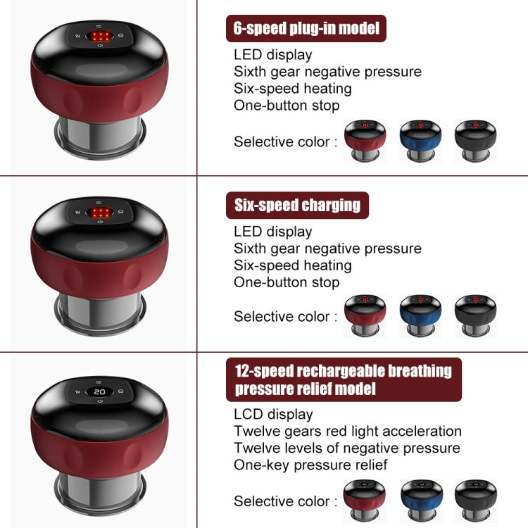 Electric Cupping Massage Device, 6-speed USB Plug-in, Red Wine, Blue, Black, 6-speed Charging